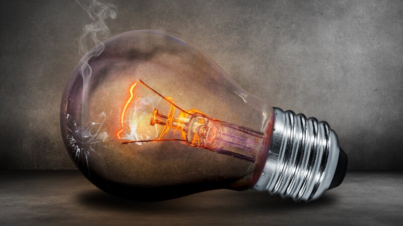 Burning Light Bulb — Gray