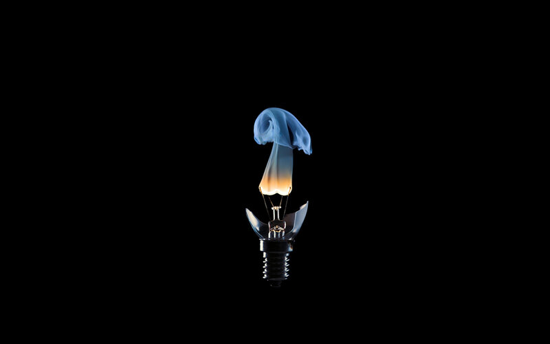 Burning light bulb