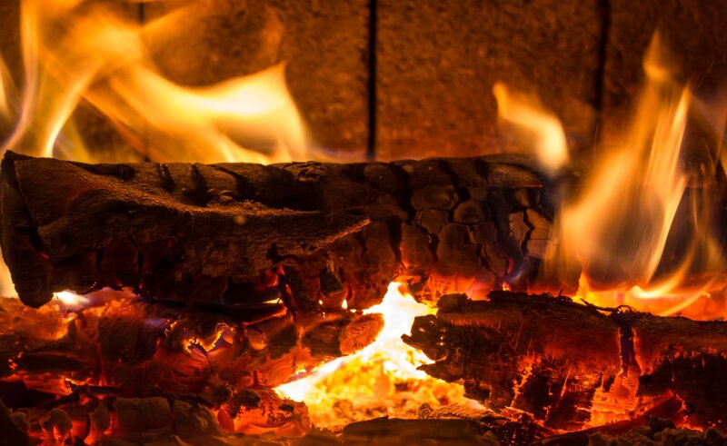Burning Logs in Fireplace