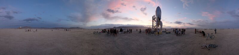 Burning Man festival at dusk