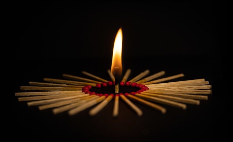 Burning Match in Heart Shape