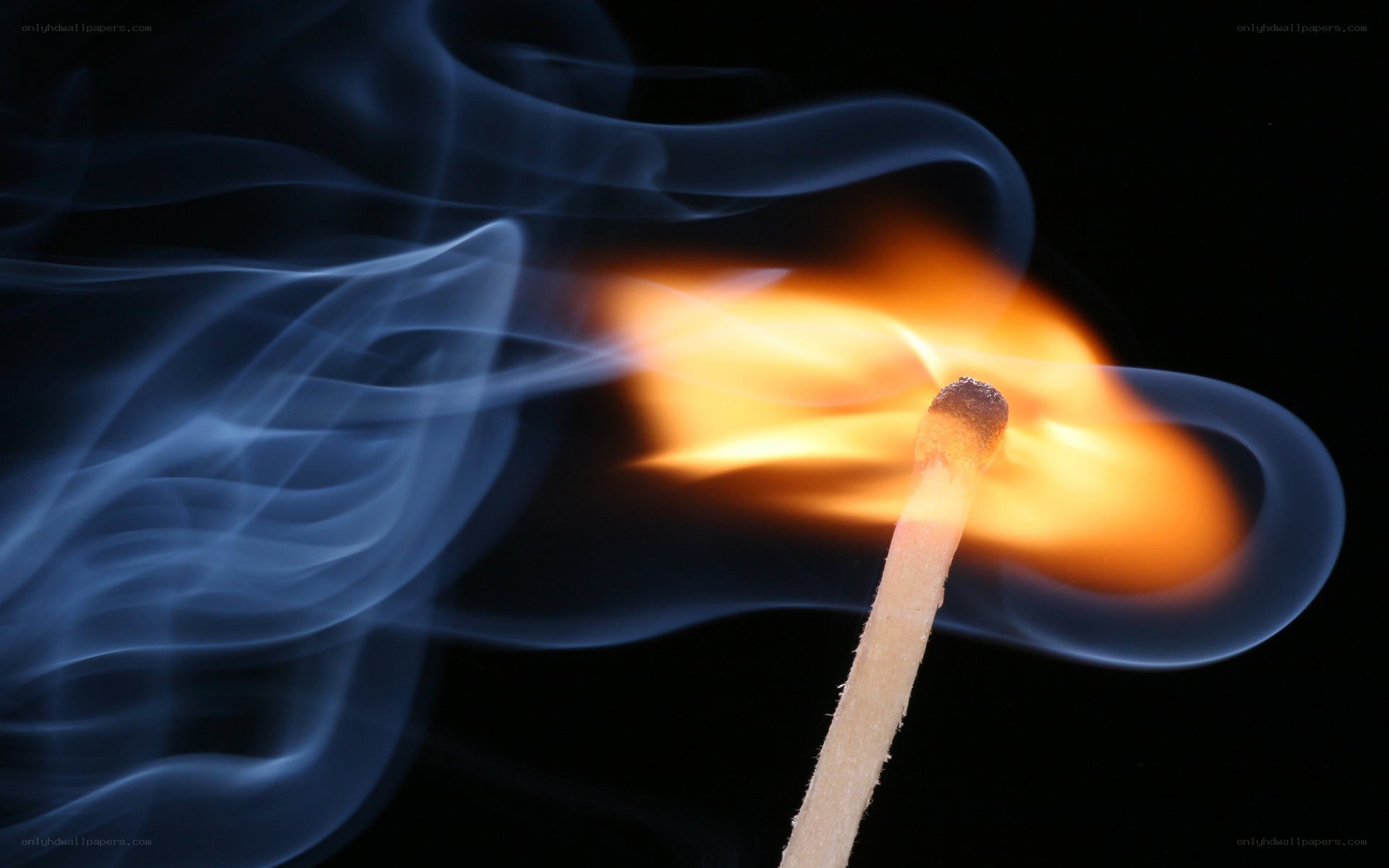 Burning match with smoke