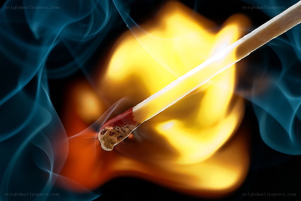 Burning match with smoke