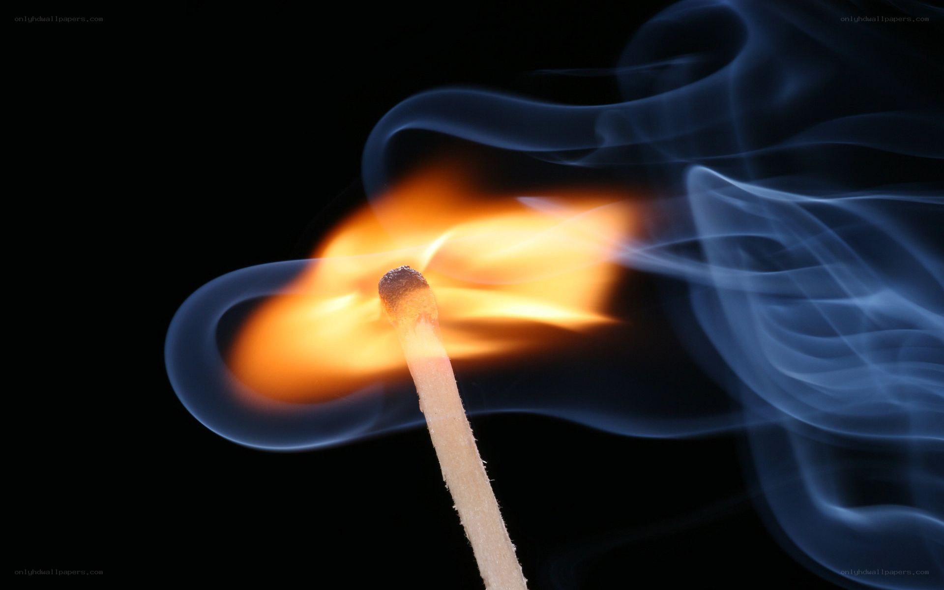 Burning match with smoke