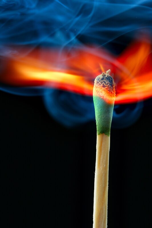 Burning Matchstick — Black, Dramatic, Photograph, Fire