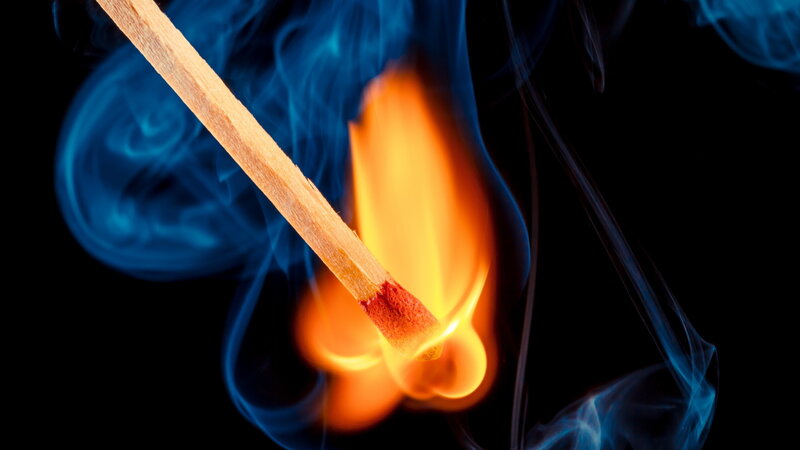 Burning Matchstick — Black, Dramatic, Photograph, Flame, Smoke