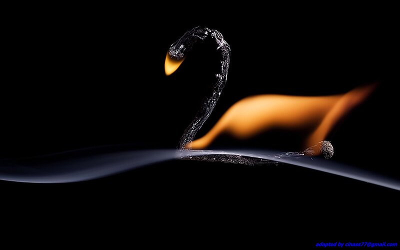 Burning Matchstick — Black, Dramatic, Photograph