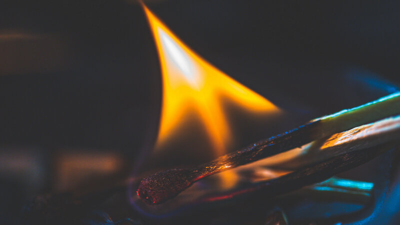 Burning Matchstick — Yellow, Dramatic, Night