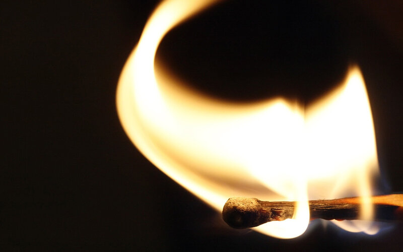 Burning Matchstick — Yellow, Dramatic, Photograph, Flame