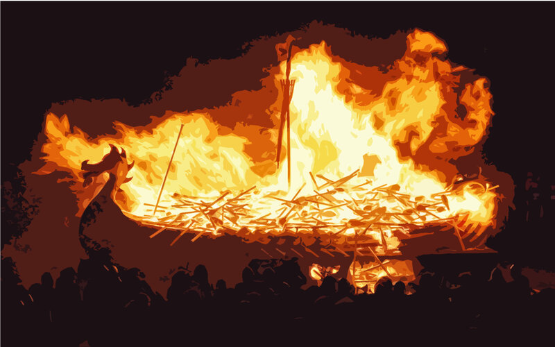 Burning of a Viking ship