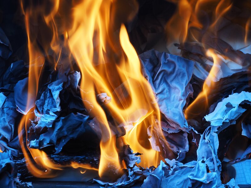 Burning paper flames