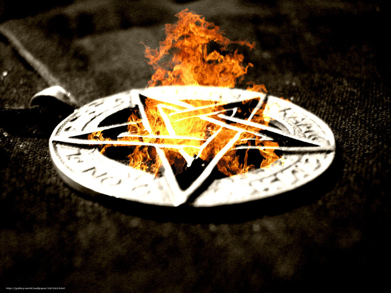 Burning pentagram pendant