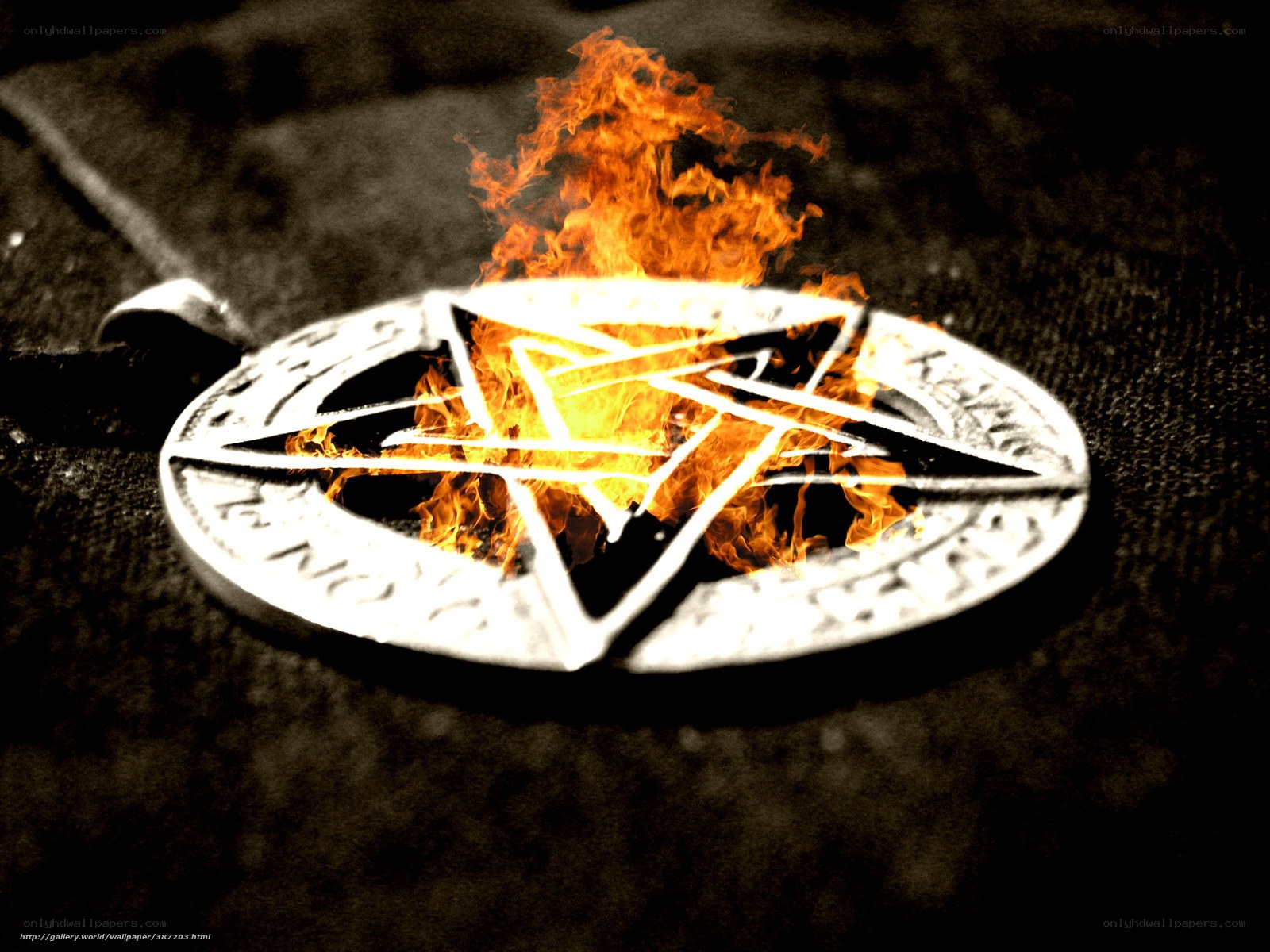 Burning pentagram pendant
