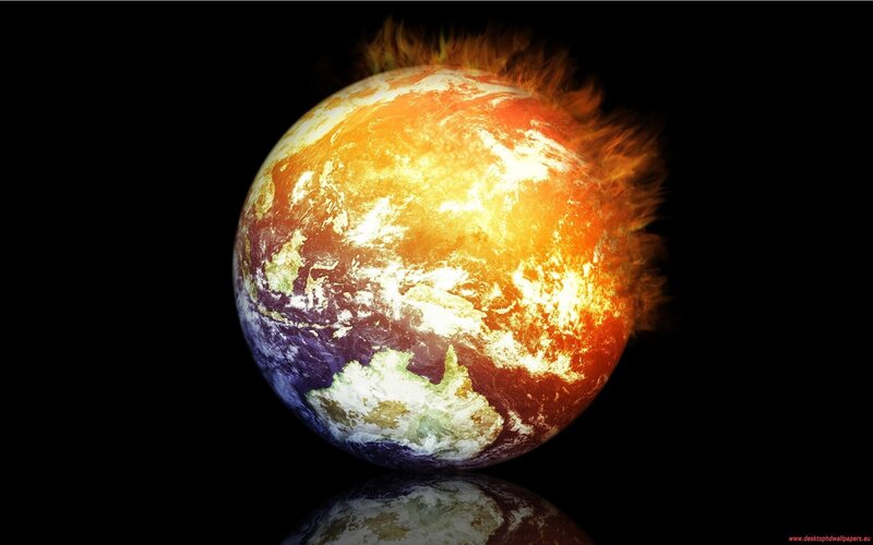 Burning Planet Earth — Black, Dramatic, Digital Art