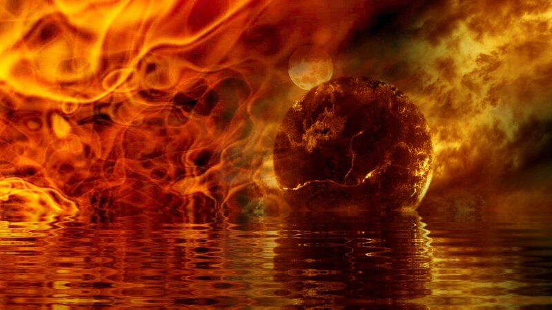 Burning Planet in Water