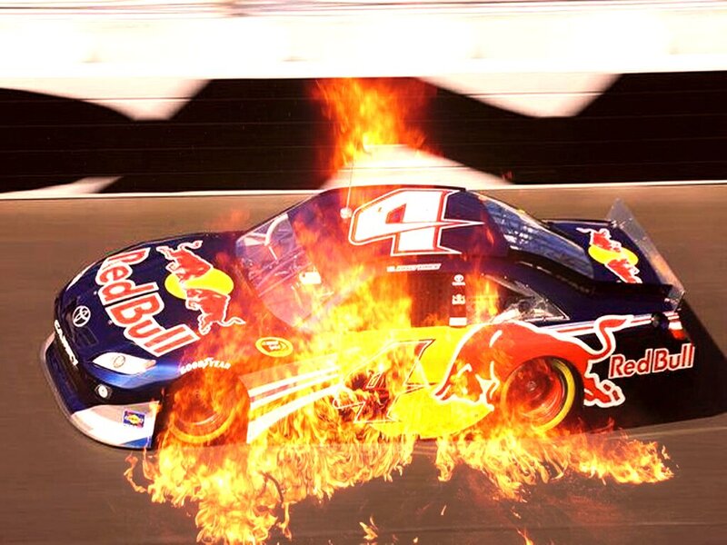 Burning Race Car — Blue