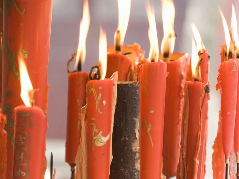 Burning red candles