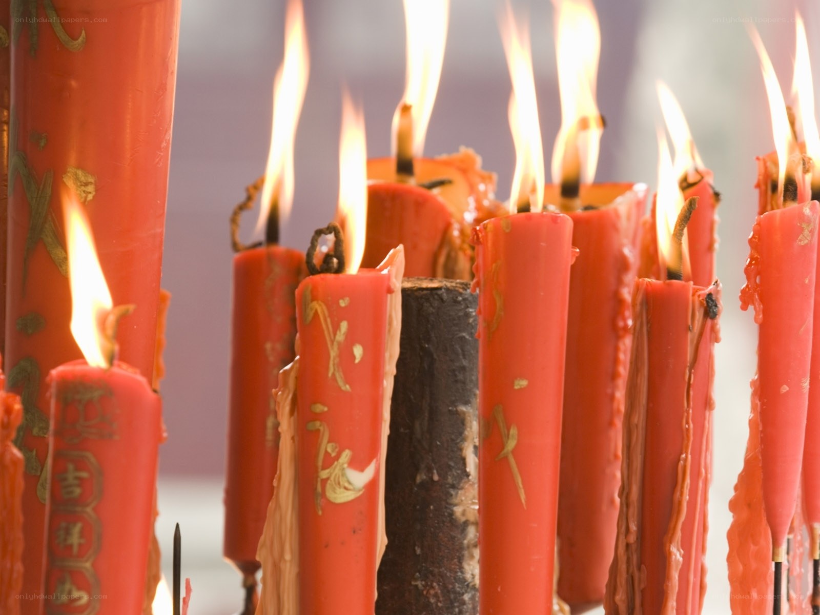 Burning red candles