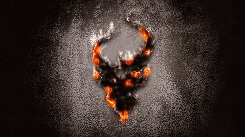 burning skull logo