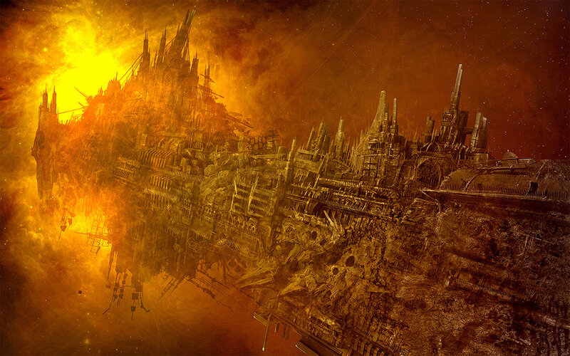 burning space fortress