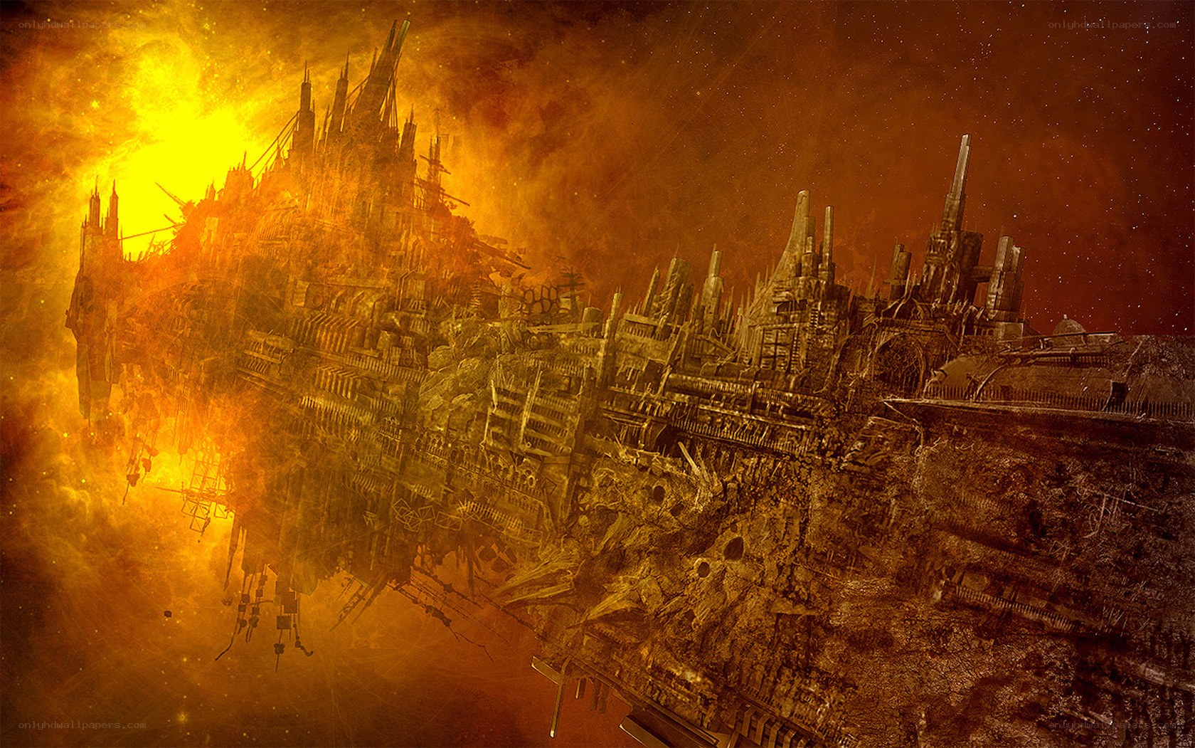 burning space fortress