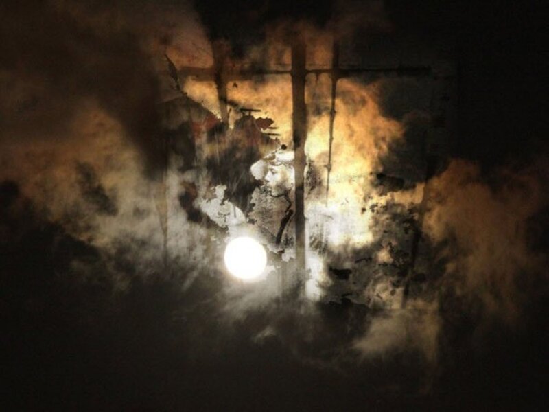 Burning Structure at Night