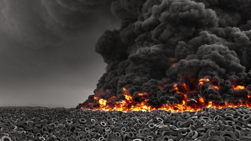 Burning Tire Pile