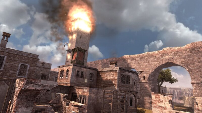 Burning Tower in Ruins