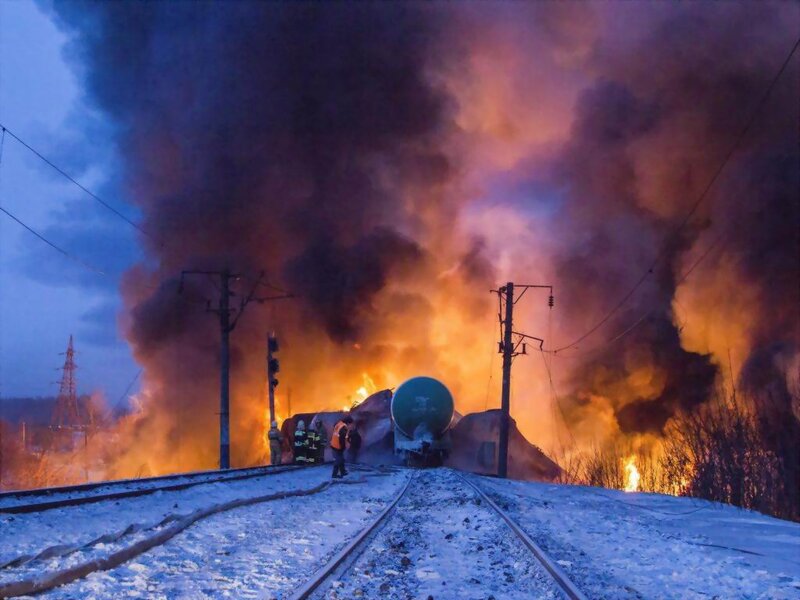 Burning Train Car