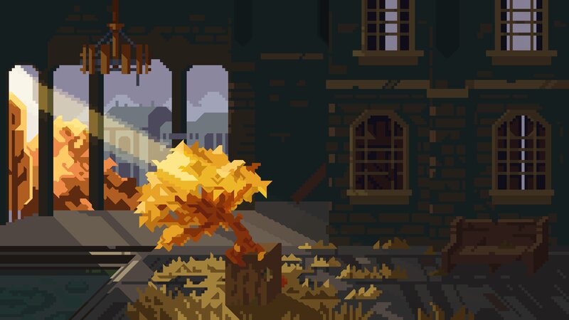 Burning Tree in Courtyard