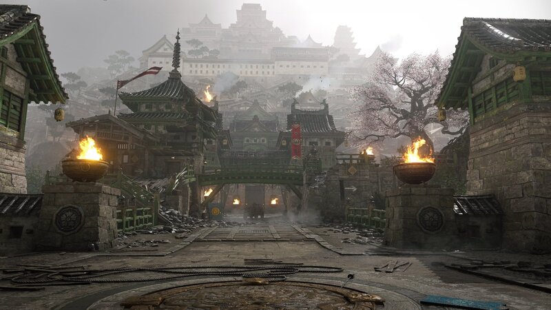 Burning Village with Castle