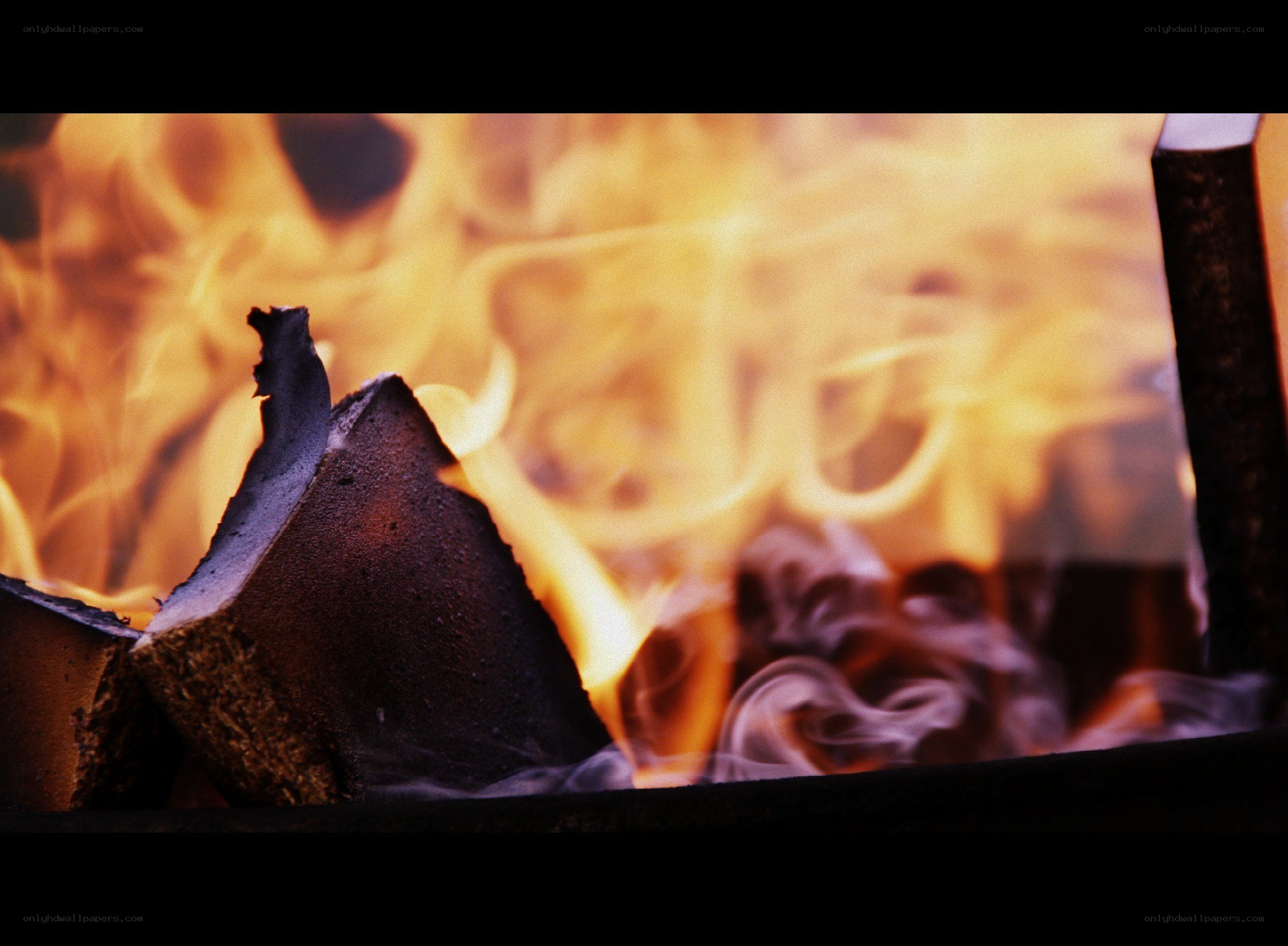 Burning wood in a fire