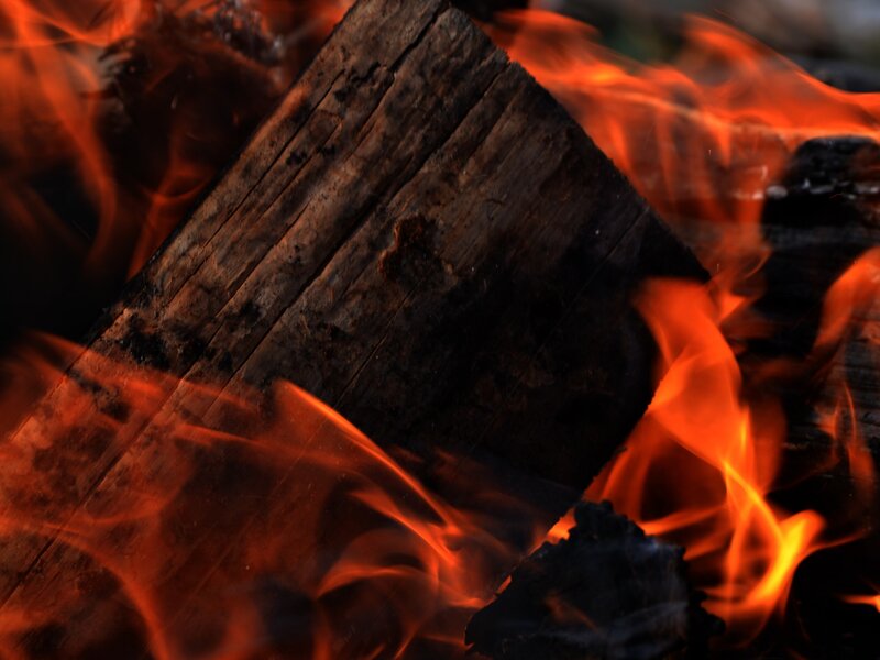Burning Wood Log