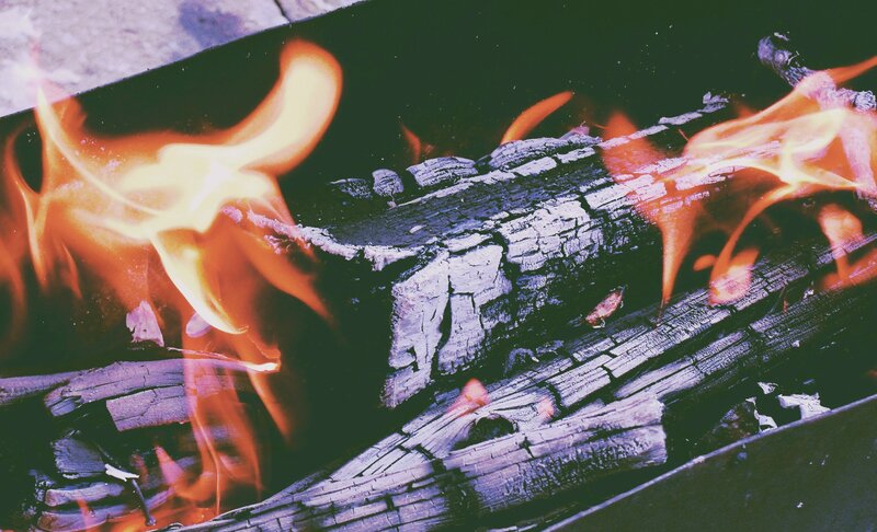 Burning Wood Logs