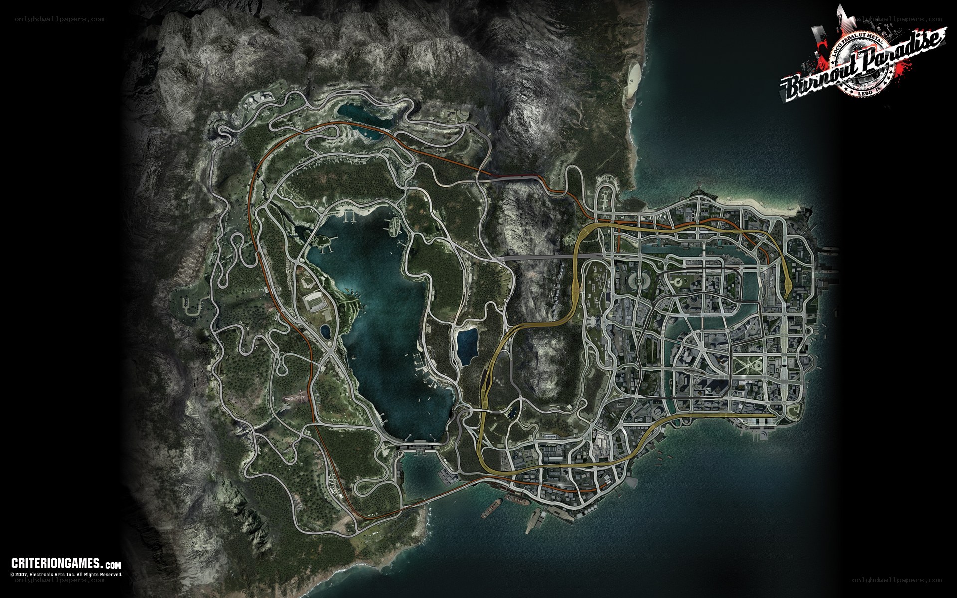 Burnout Paradise map overview
