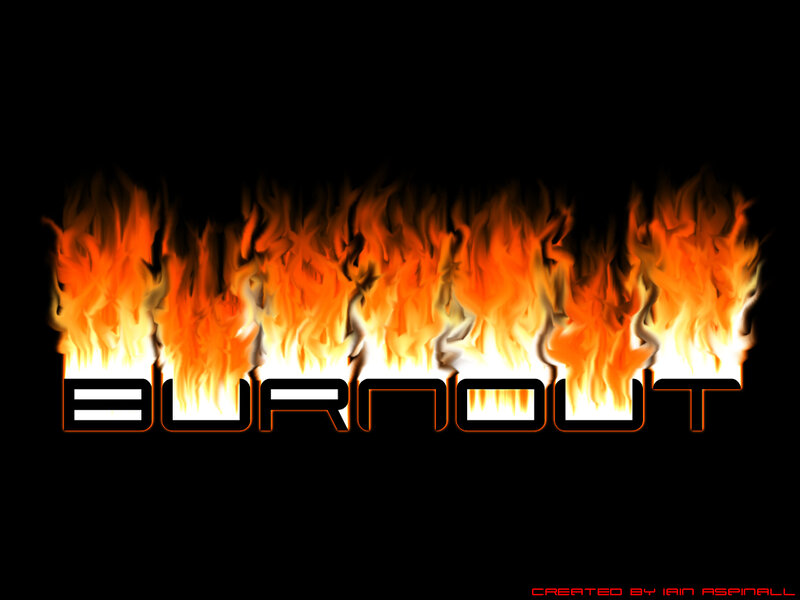 Burnout text with fire effect