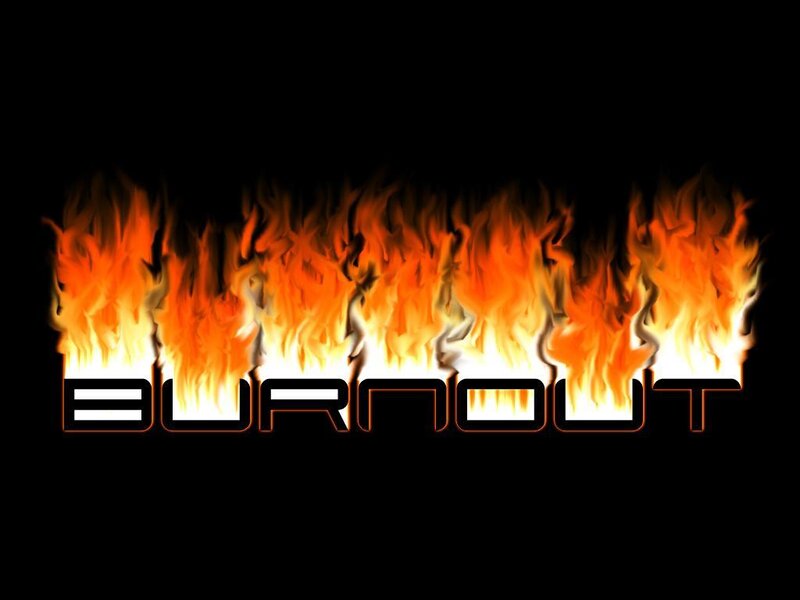 burnout text with fire