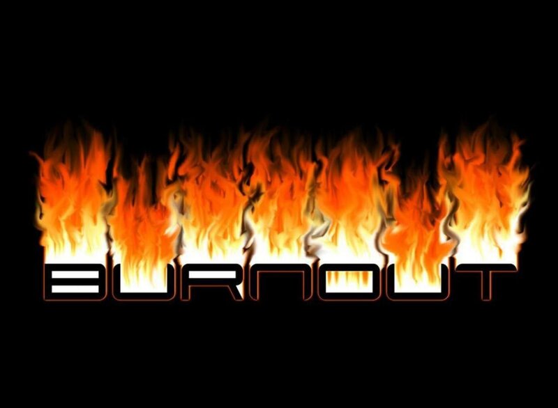 Burnout text with flames
