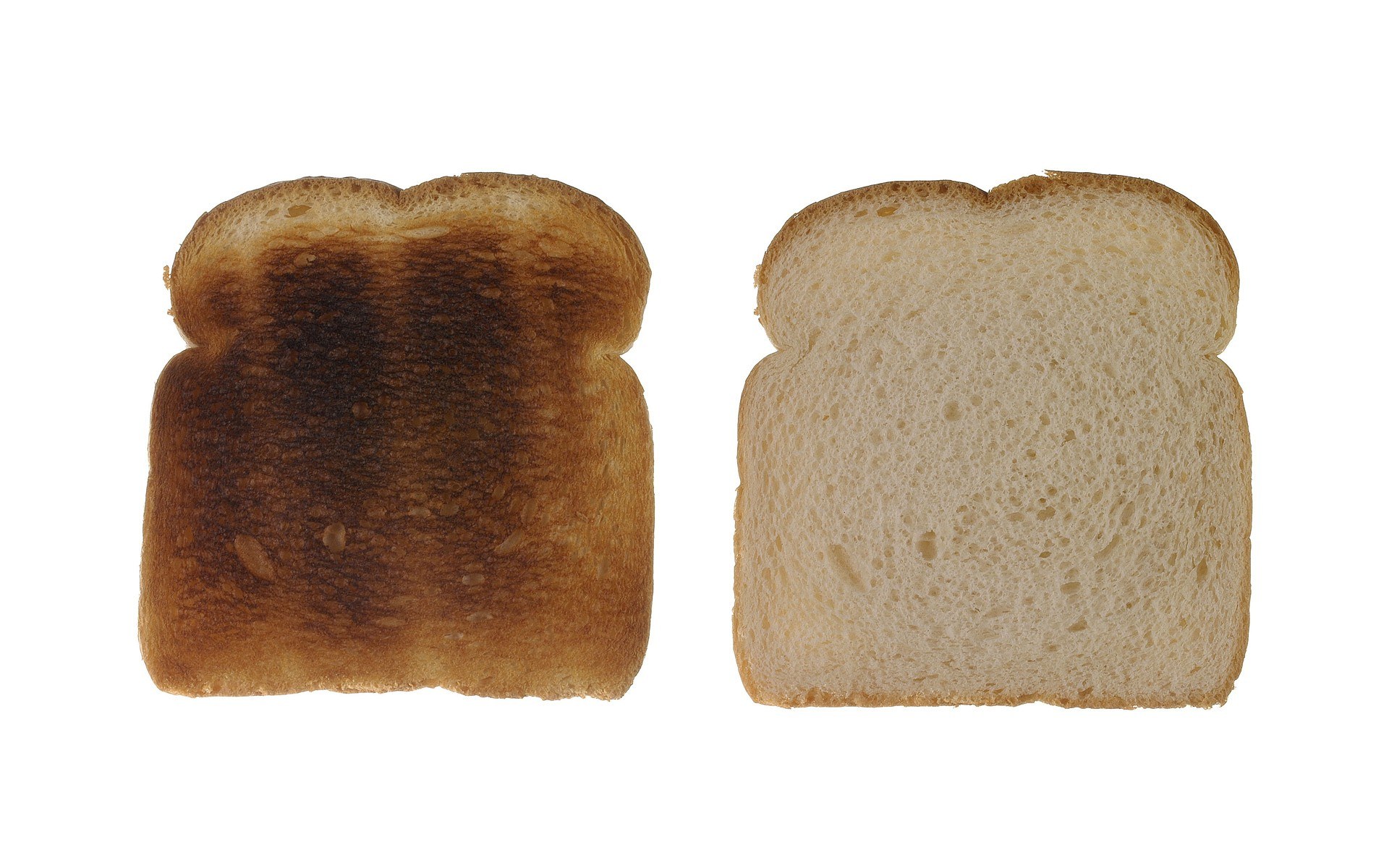 burnt and fresh bread slices