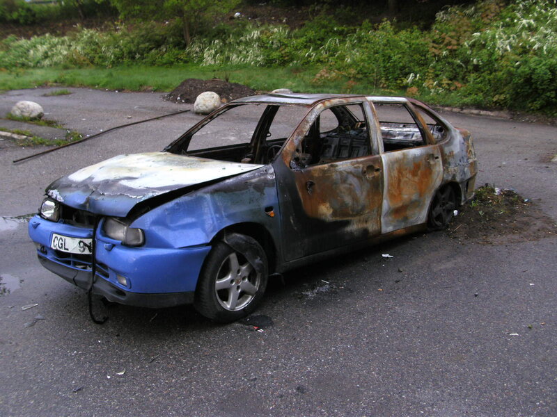 Burnt Blue Car