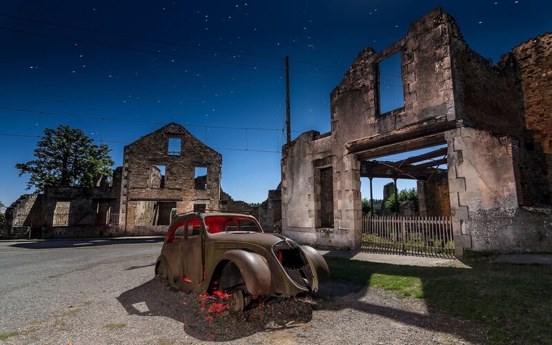Burnt Car in Ruins