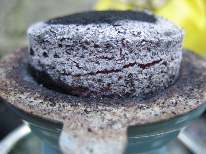burnt charcoal in a brazier