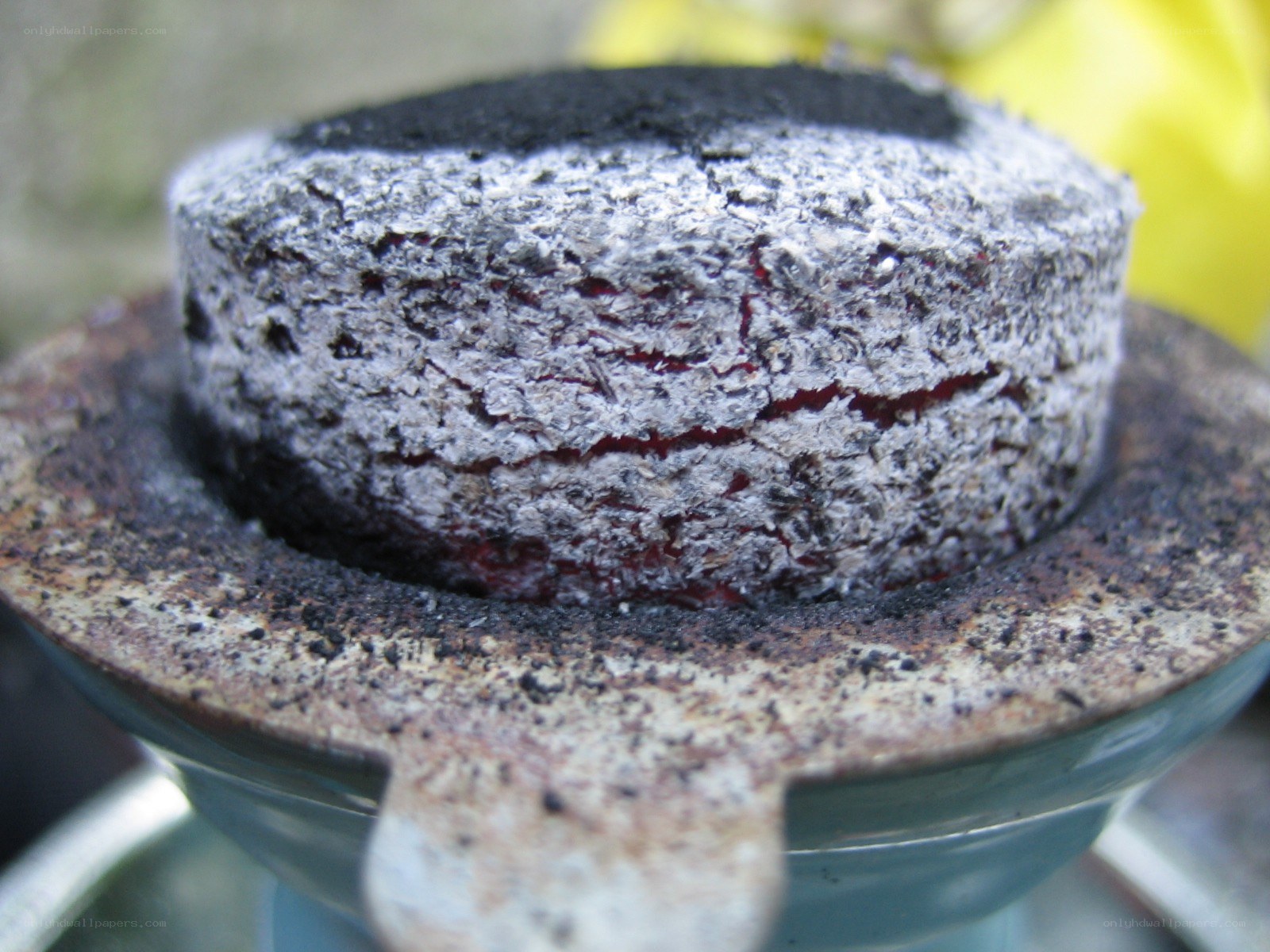 burnt charcoal in a brazier
