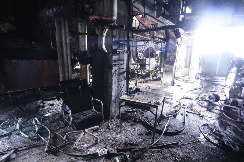 Burnt industrial interior