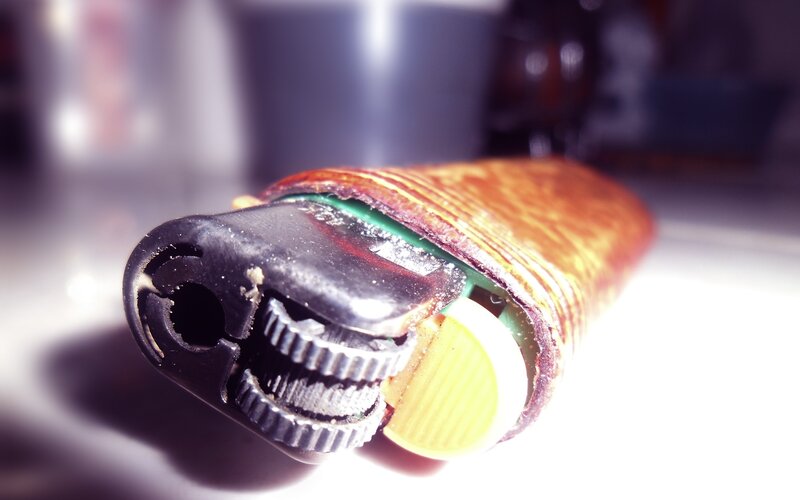 burnt lighter close-up