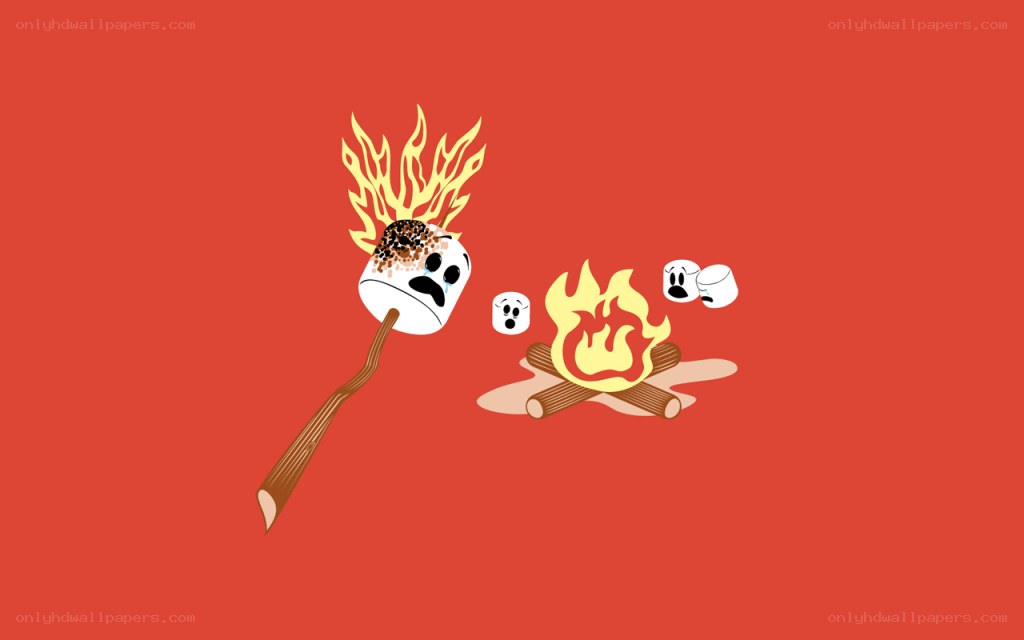 burnt marshmallow at campfire