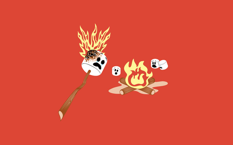 burnt marshmallow at campfire