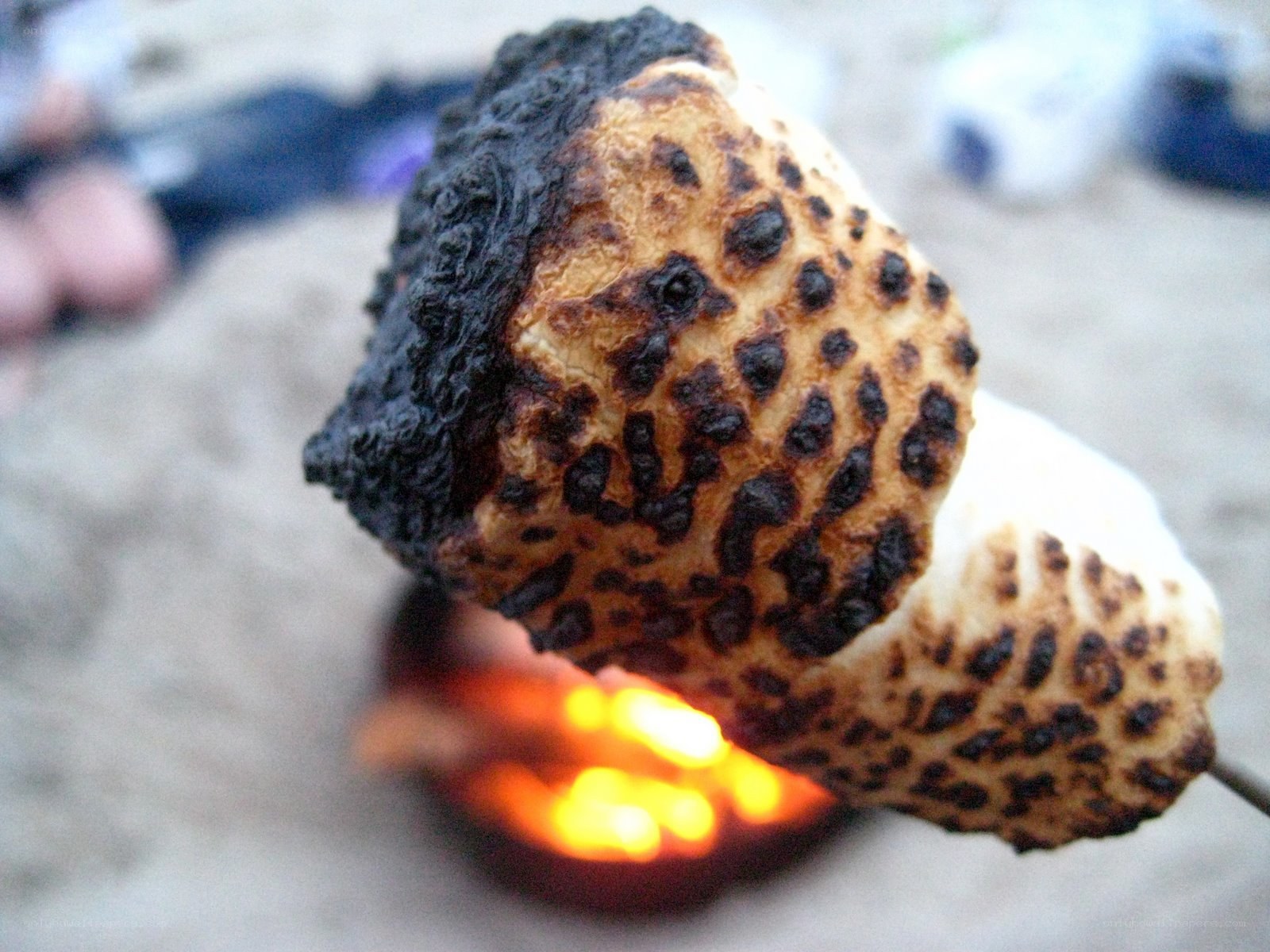 burnt marshmallow on stick