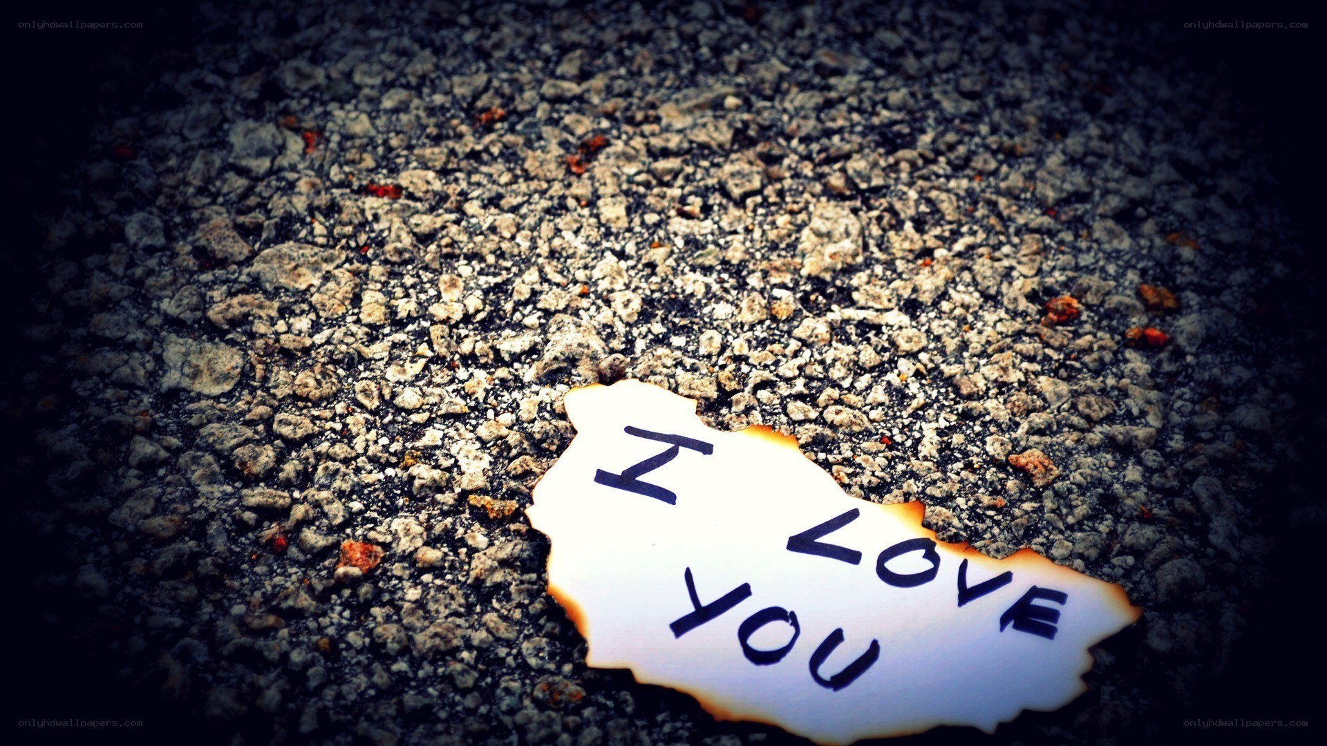 burnt note with I love you