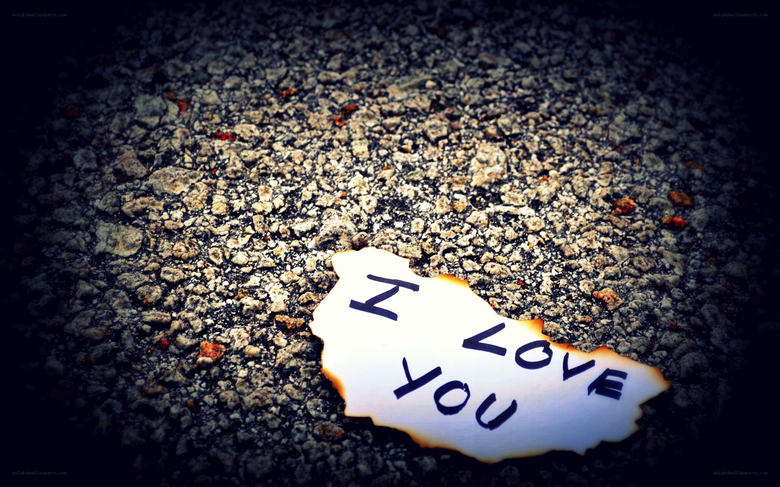 burnt note with I love you
